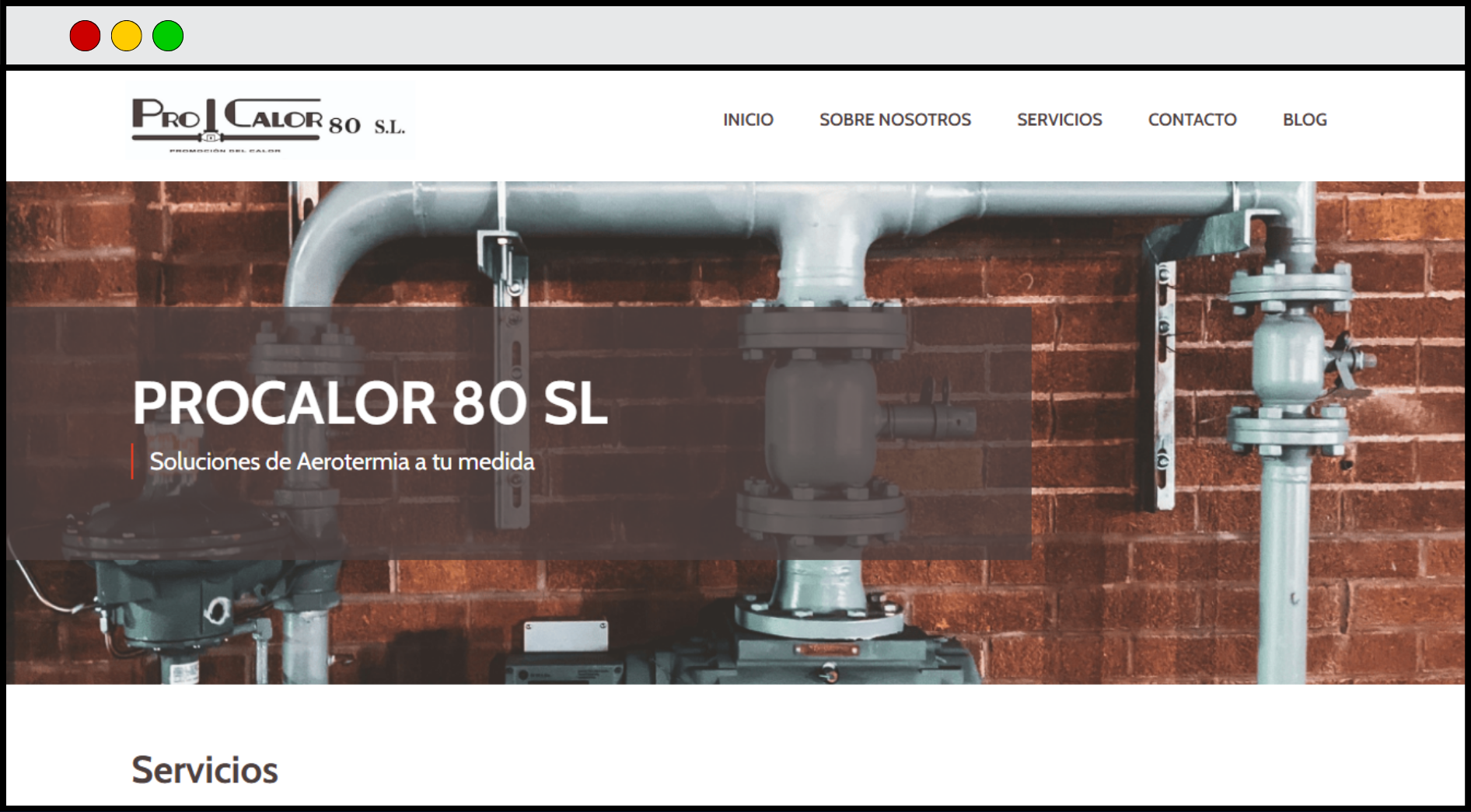 Portada de Página Web de ProCalor80